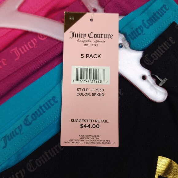 Juicy Couture Womens Intimates 5Pk Boyshorts Panties M Cotton Spandex Multicolor - Picture 4 of 11